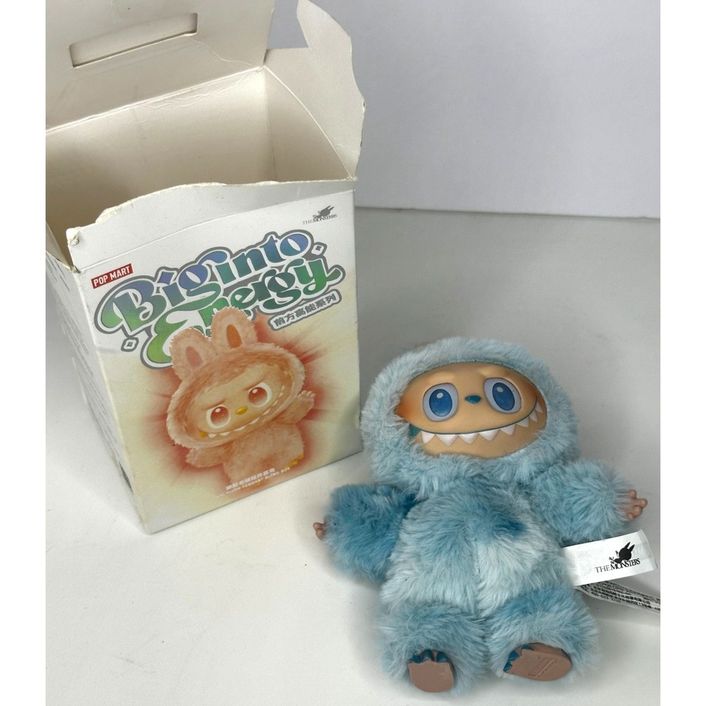 PopMart Hope Big Into Energy Plush Opened Box Blue Stuffed With Clip
